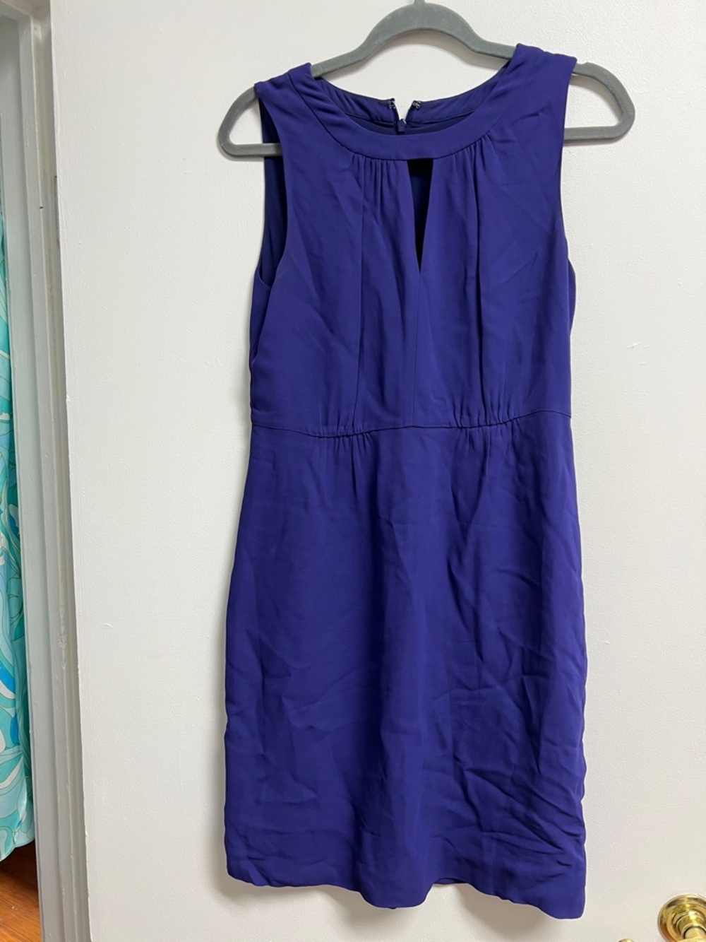 J. Crew Classic Office Sleeveless Keyhole Dress in Deep Blue Purple Medium 6